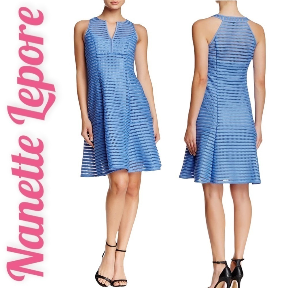 NANETTE‎ LEPORE Now You See Me Fused Mesh Dress In Periwinkle, Size 4